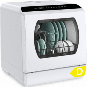Hermitlux Table Top Dishwasher – Compact 5 Place Settings with 5L Tank, No Plumbing Needed, 6 Wash Programmes & 360° Spray Arms