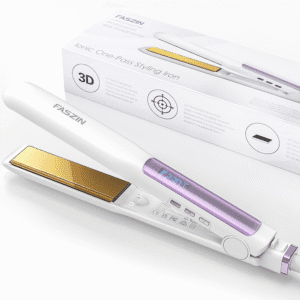 Faszin Ionic Hair Straighteners – Titanium Plate Flat Iron with 20s Fast Heat-Up & Clear LCD Display, White